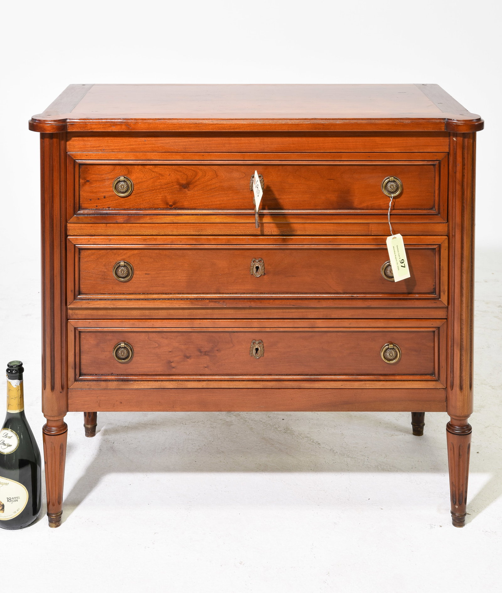 Louis XVI Style Cherry Three Drawer Chest (1 of 5)