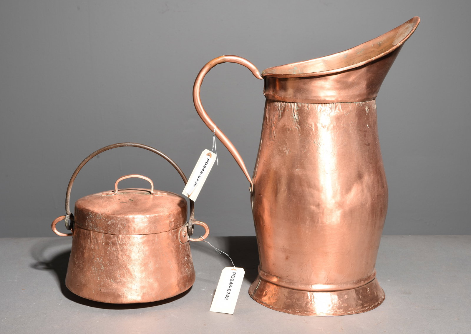 French Copper Pitcher & Small Pot with Lid (1 of 5)