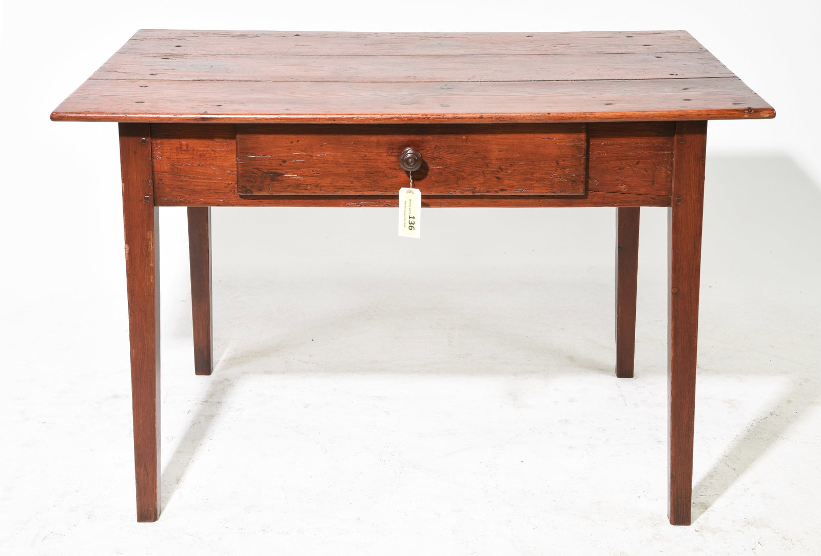 French Rustic Pine Single Drawer Table (1 of 4)