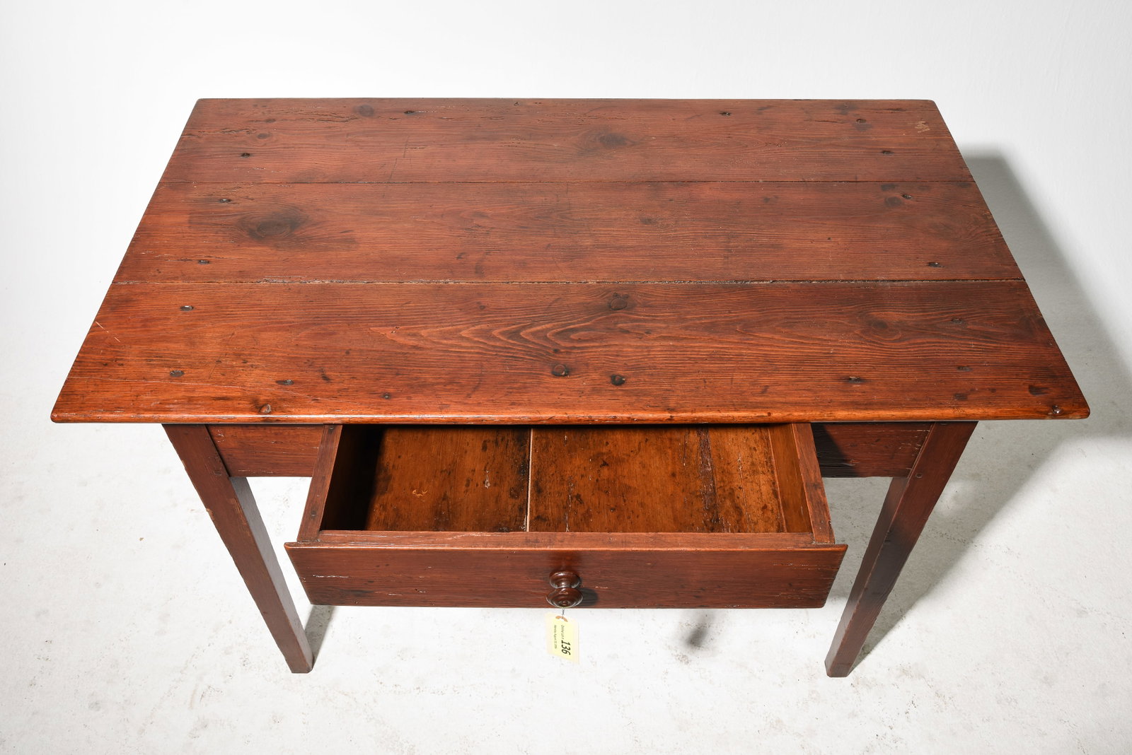 French Rustic Pine Single Drawer Table - 2