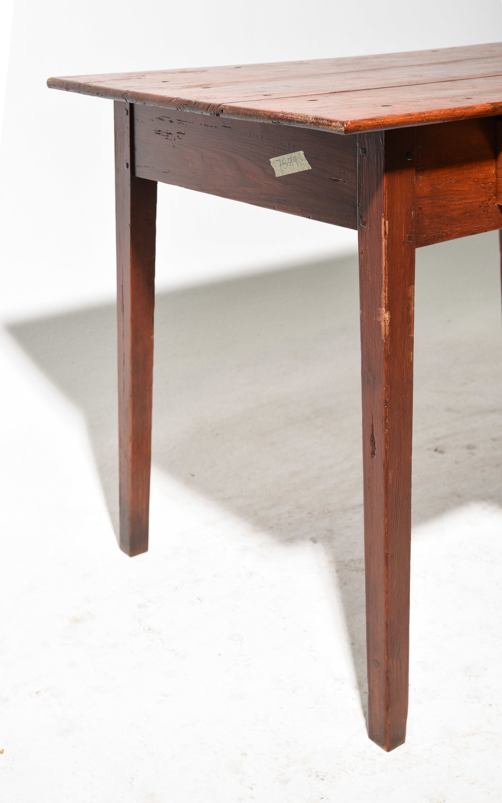 French Rustic Pine Single Drawer Table - 3