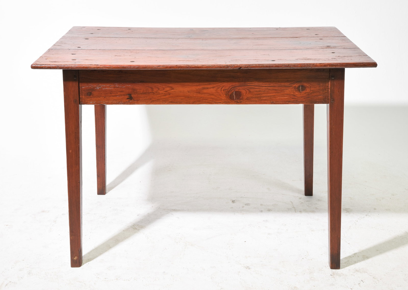 French Rustic Pine Single Drawer Table - 4