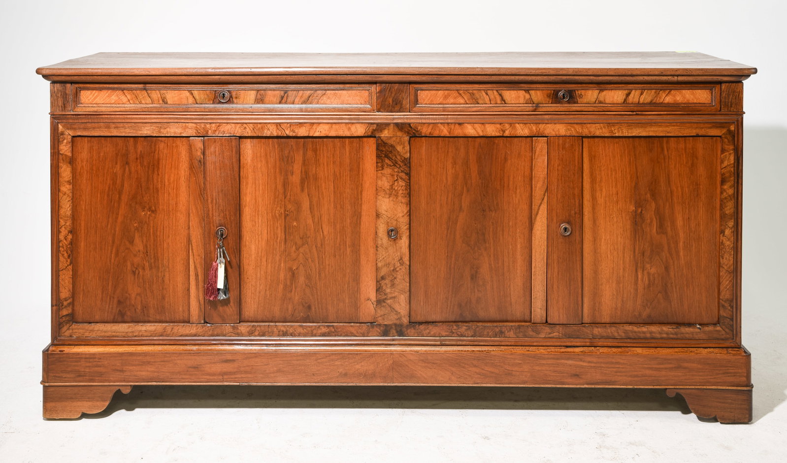 Louis Philippe Style Four Door Walnut Sideboard: French Louis Philippe Style Four Door Walnut Sideboard / Enfilade - 39.25 in tall x 79.25 x 22.5