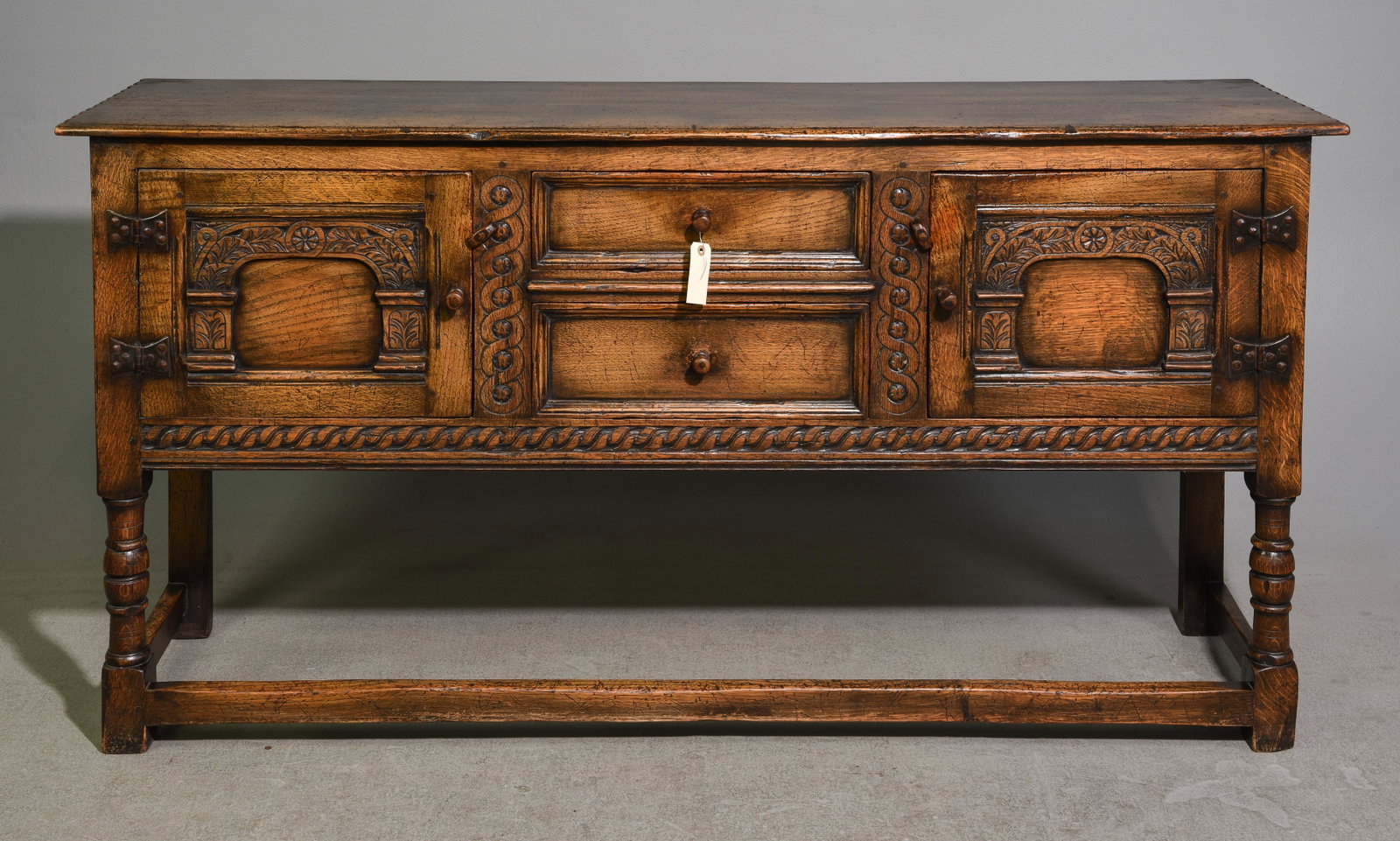 British Carved Oak Sideboard / Server: British Carved Oak Sideboard / Server - 34 in tall x 66 x 17