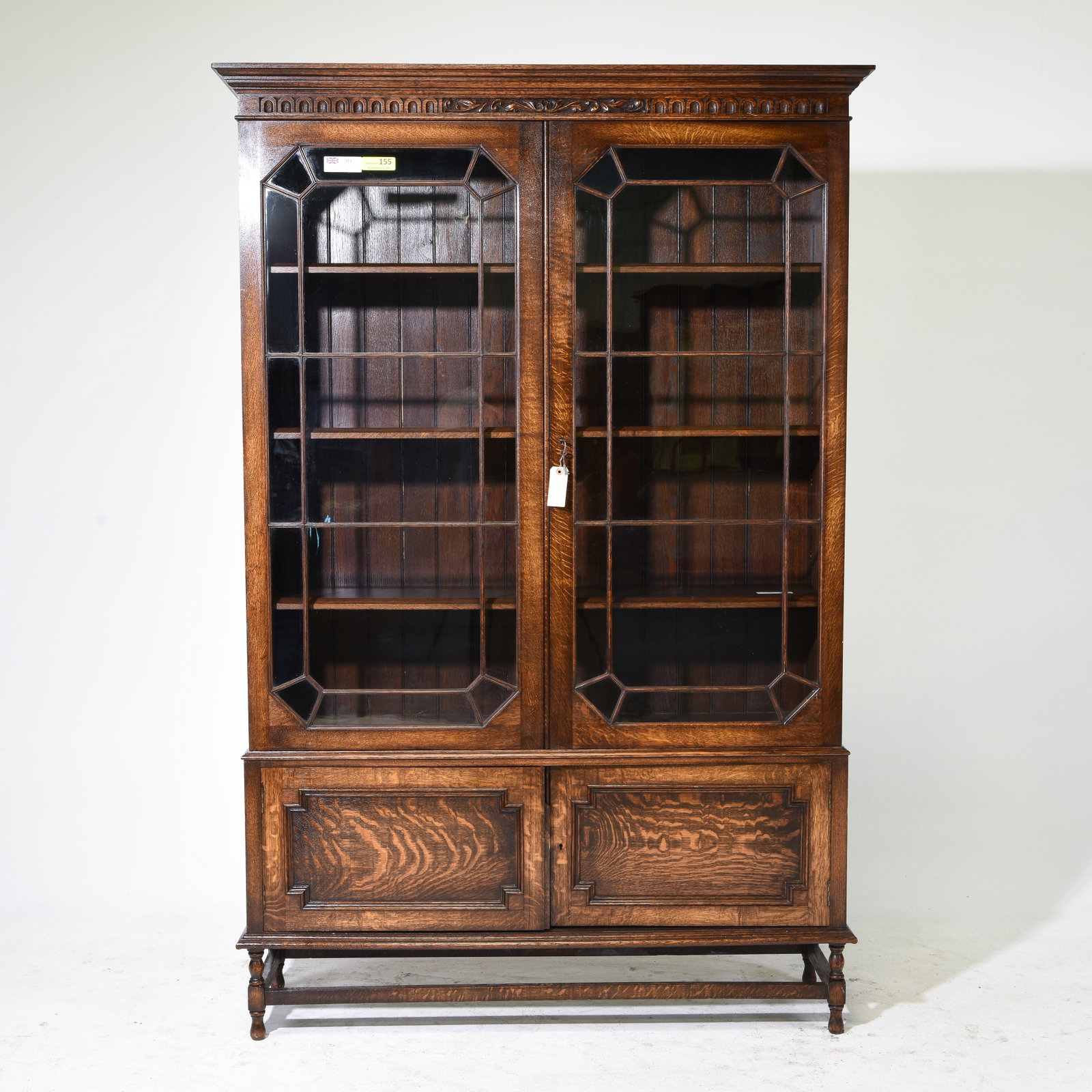 Jacobean Oak Double Door Bookcase (1 of 7)