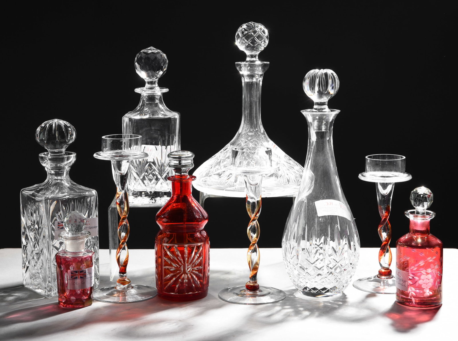 10pcs - Cut Glass Decanters, Candlesticks, Etc. (1 of 6)