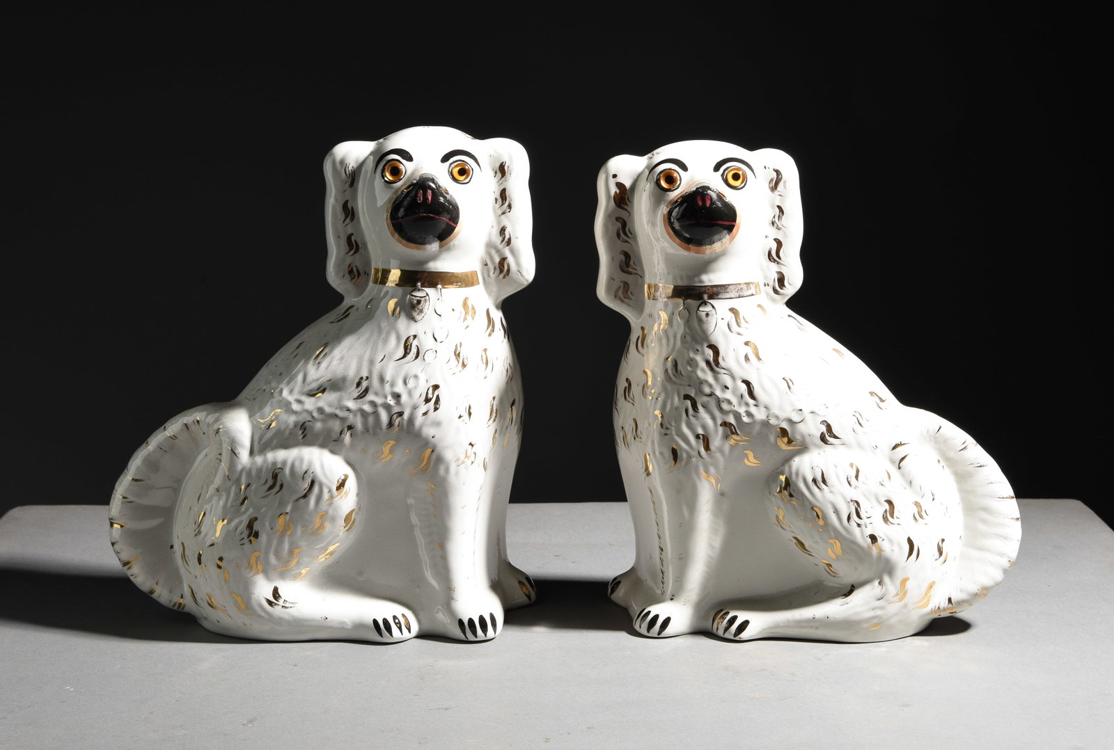 2 Staffordshire King Charles Dogs with Glass Eyes #1 (1 of 5)