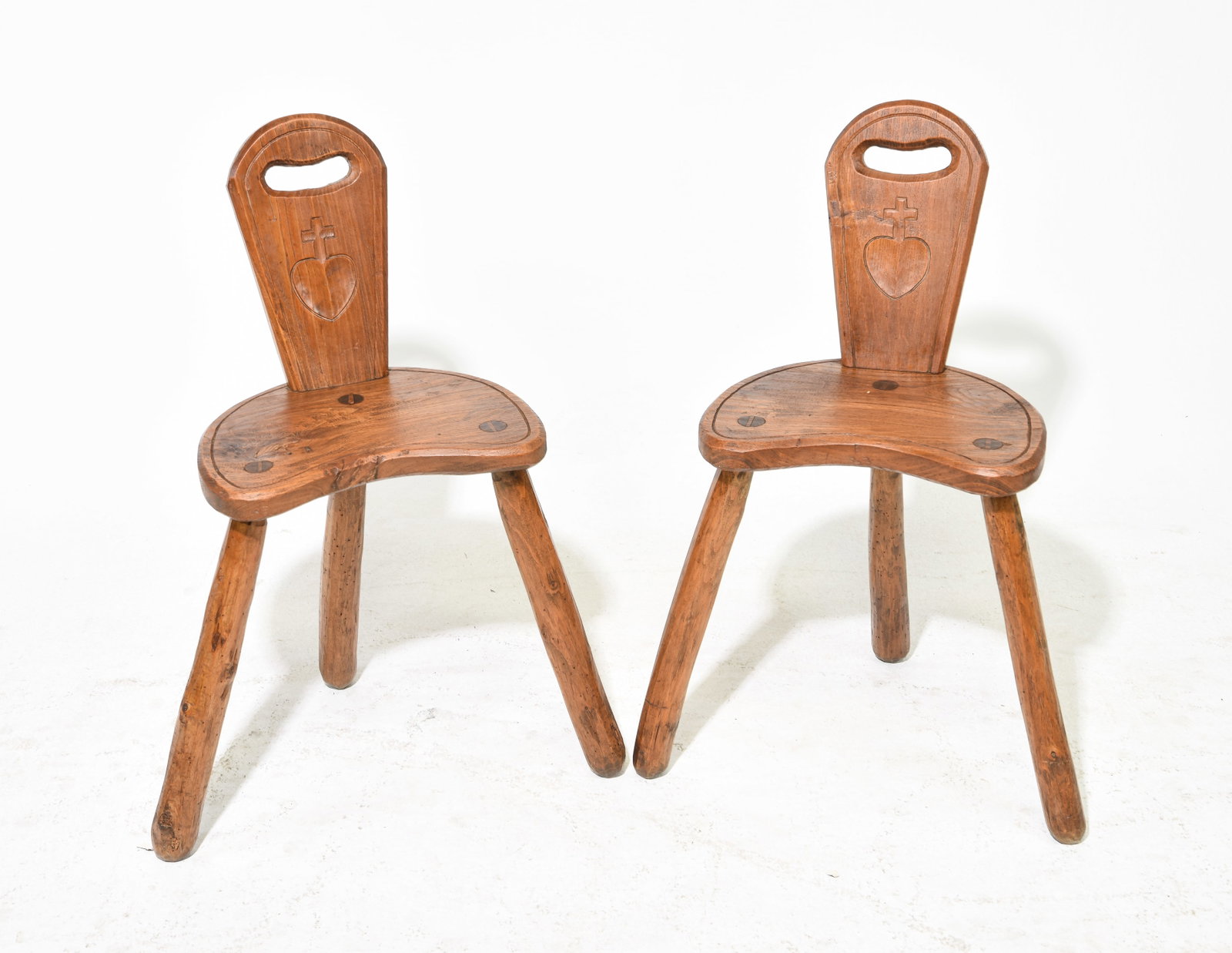 French Pair of Walnut Milking Stools (1 of 4)