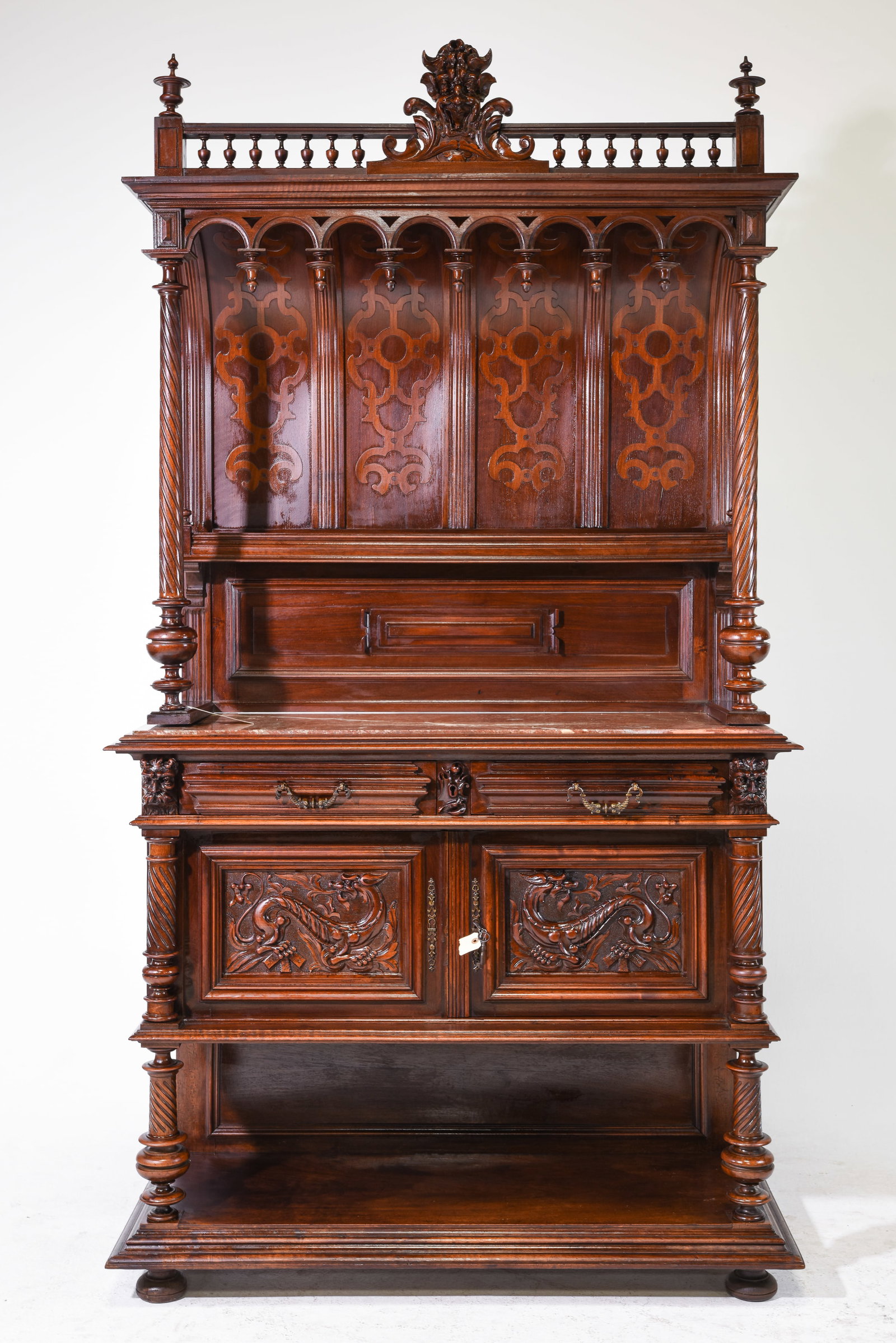 French Walnut Marble Top Dessert Buffet c.1880's (1 of 7)