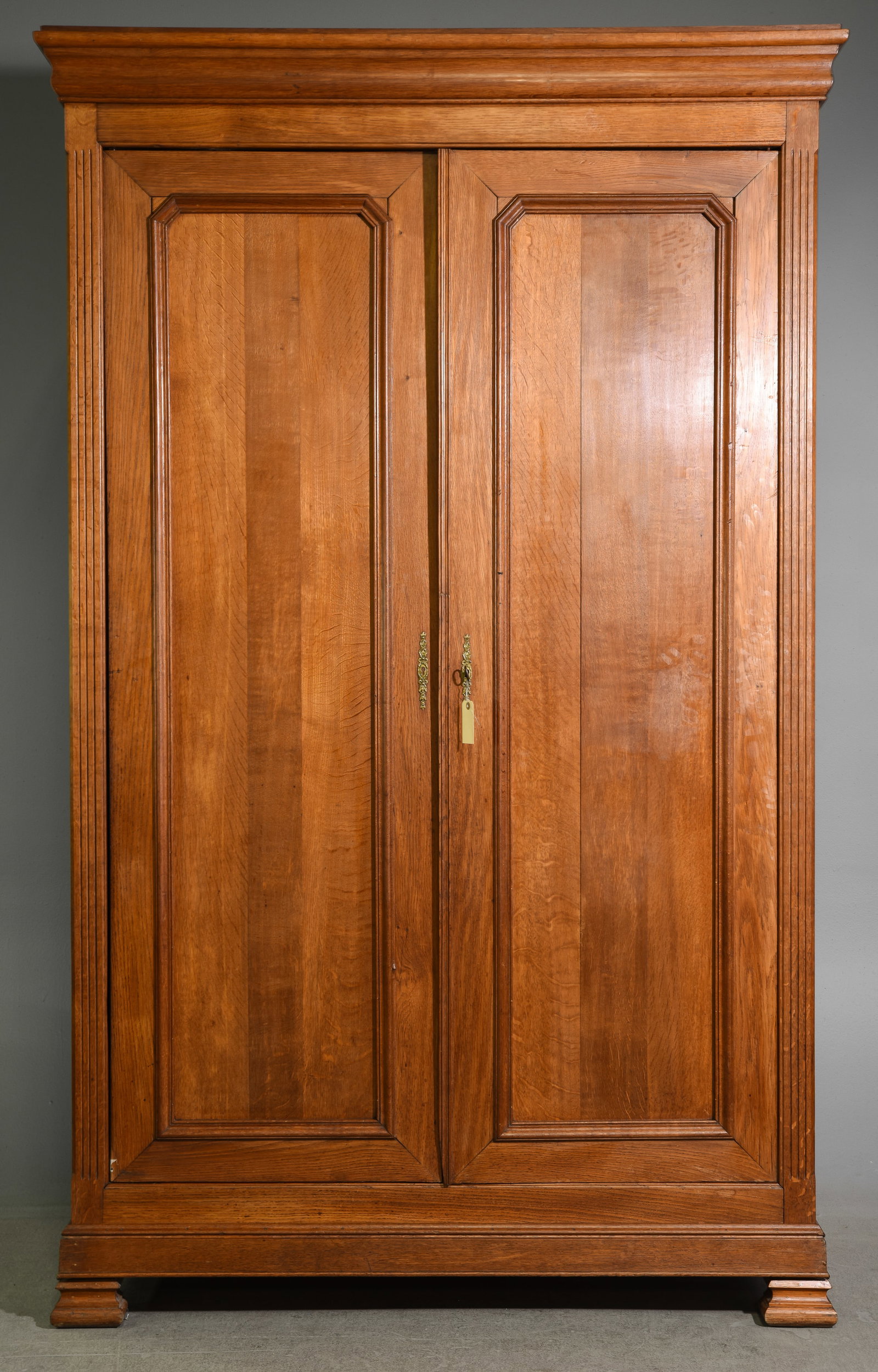 Louis Philippe Style Oak Double Door Armoire: French Louis Philippe Style Oak Double Door Armoire - 94.5 in tall x 57 x 23