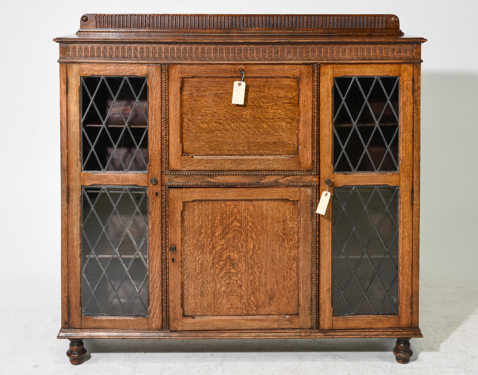 British Oak Secretary Side by Side Bookcase (1 of 3)