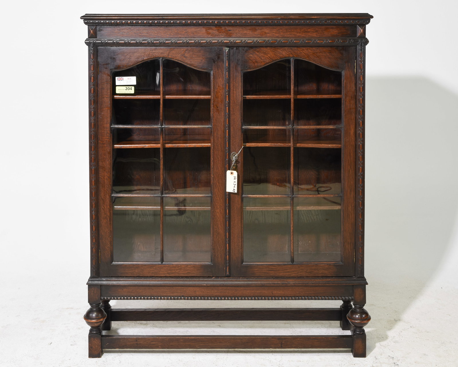 Jacobean Oak Double Door Bookcase (1 of 4)