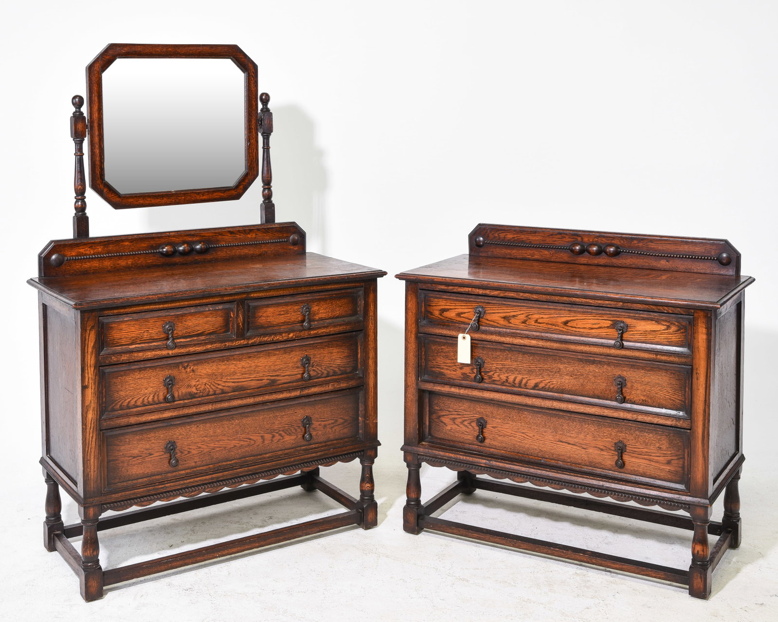 British Oak Dressing Chest & Three Drawer Chest (1 of 4)