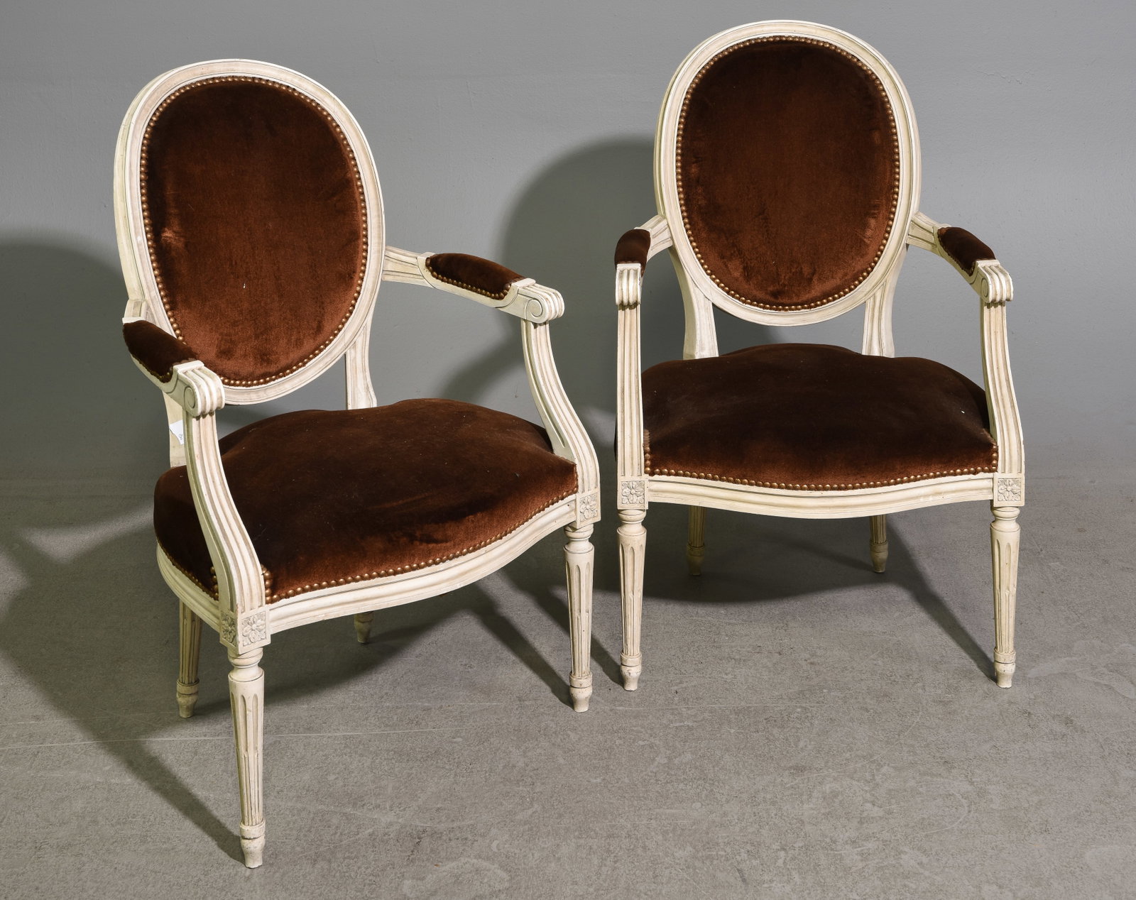 Louis XVI Style Pair of Painted Arm Chairs (1 of 6)