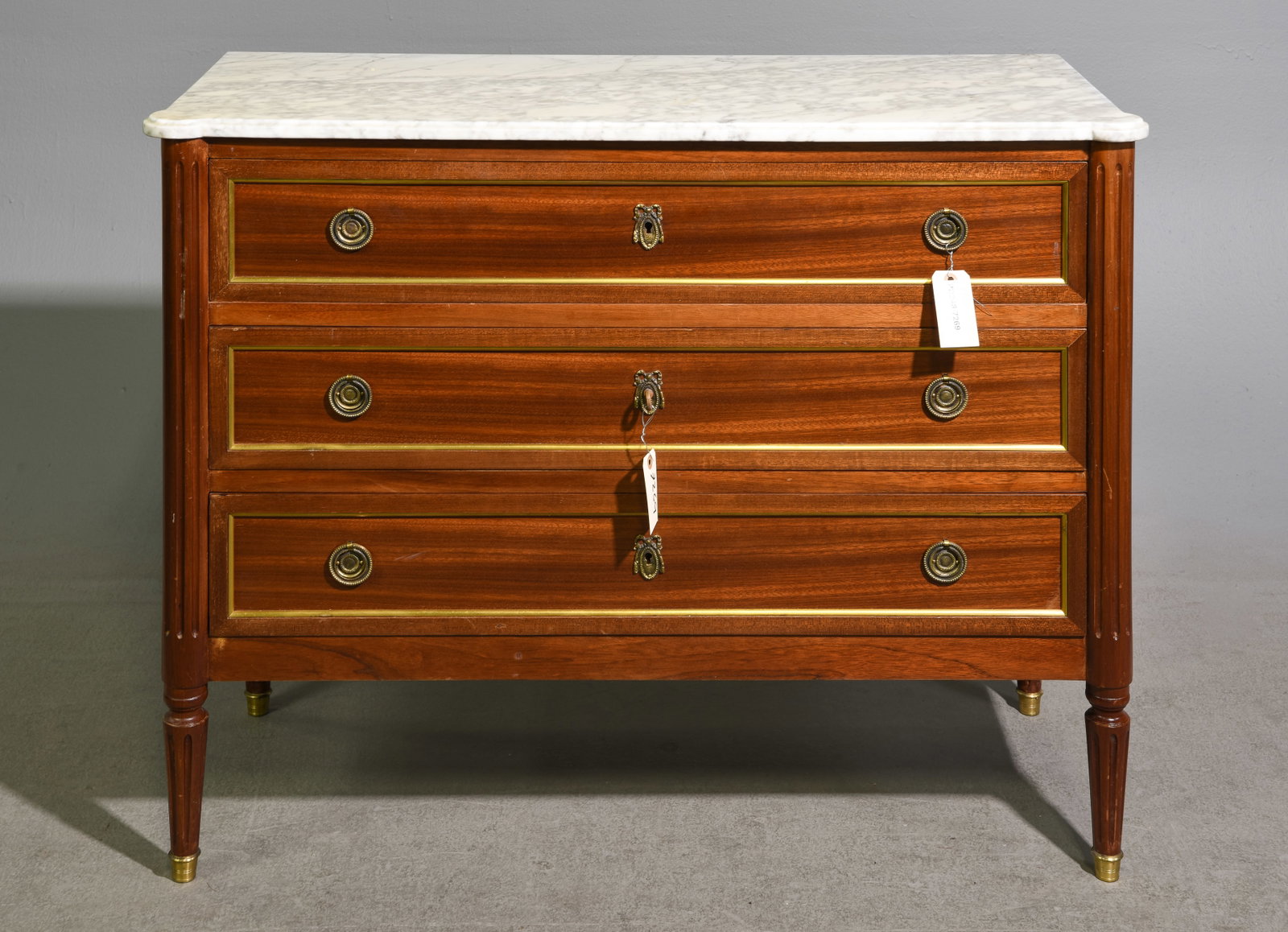 Louis XVI Style White Marble Top Chest (1 of 5)