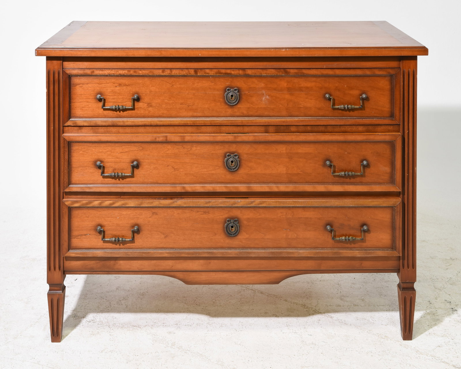 Louis XVI Style Cherry Three Drawer Chest (1 of 5)