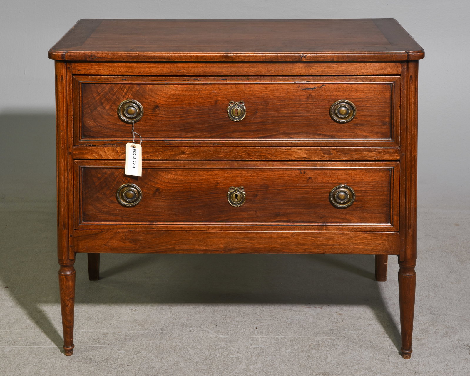 Louis XVI Style Walnut Two Drawer Chest (1 of 5)
