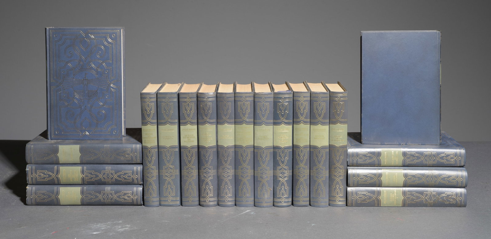 19 Jules Verne European Novels / Books: 19 Jules Verne European / French Novels / Books - 7.25 in tall x 5 x 1