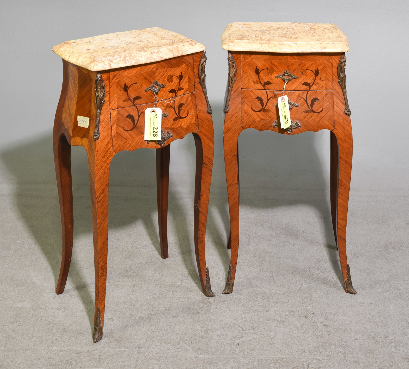 Louis XV Style Pair of Marble Top Chests #1 (1 of 4)
