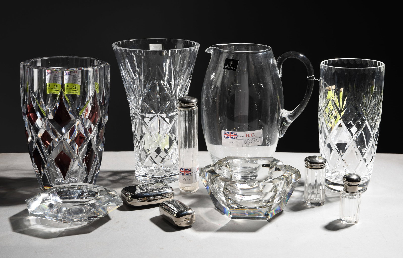 11pcs - Cut Glass Vases, Pitcher, Etc. (1 of 5)