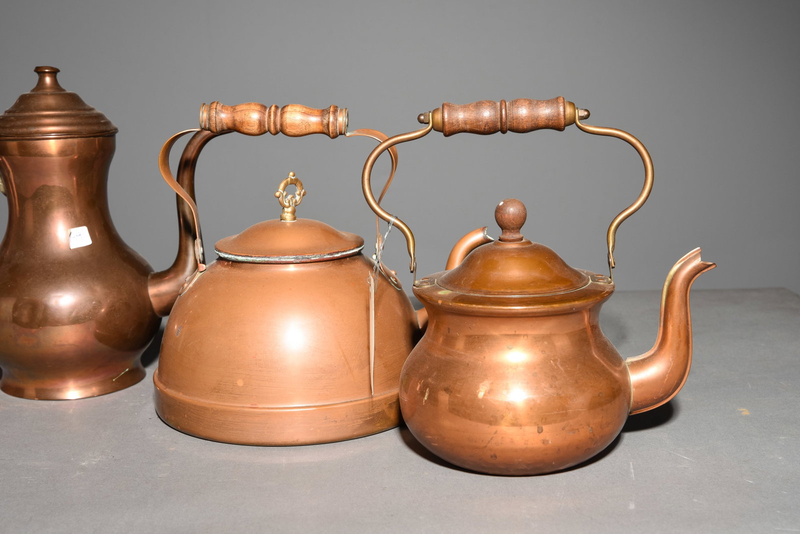 Four Copper Tea / Coffee Pots - 2