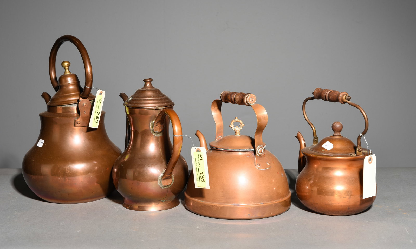 Four Copper Tea / Coffee Pots - 4