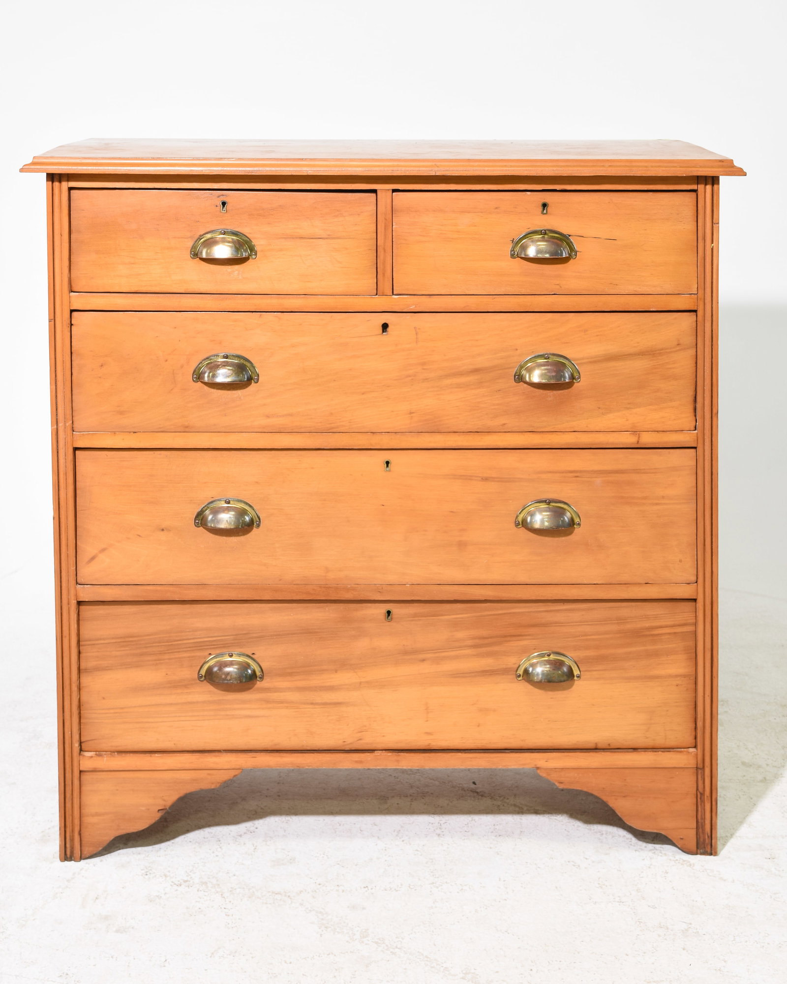 English Five Drawer Chest with Metal Pulls: English Five Drawer Chest with Metal Pulls - 40.75 in tall x 40.25 x 17.75