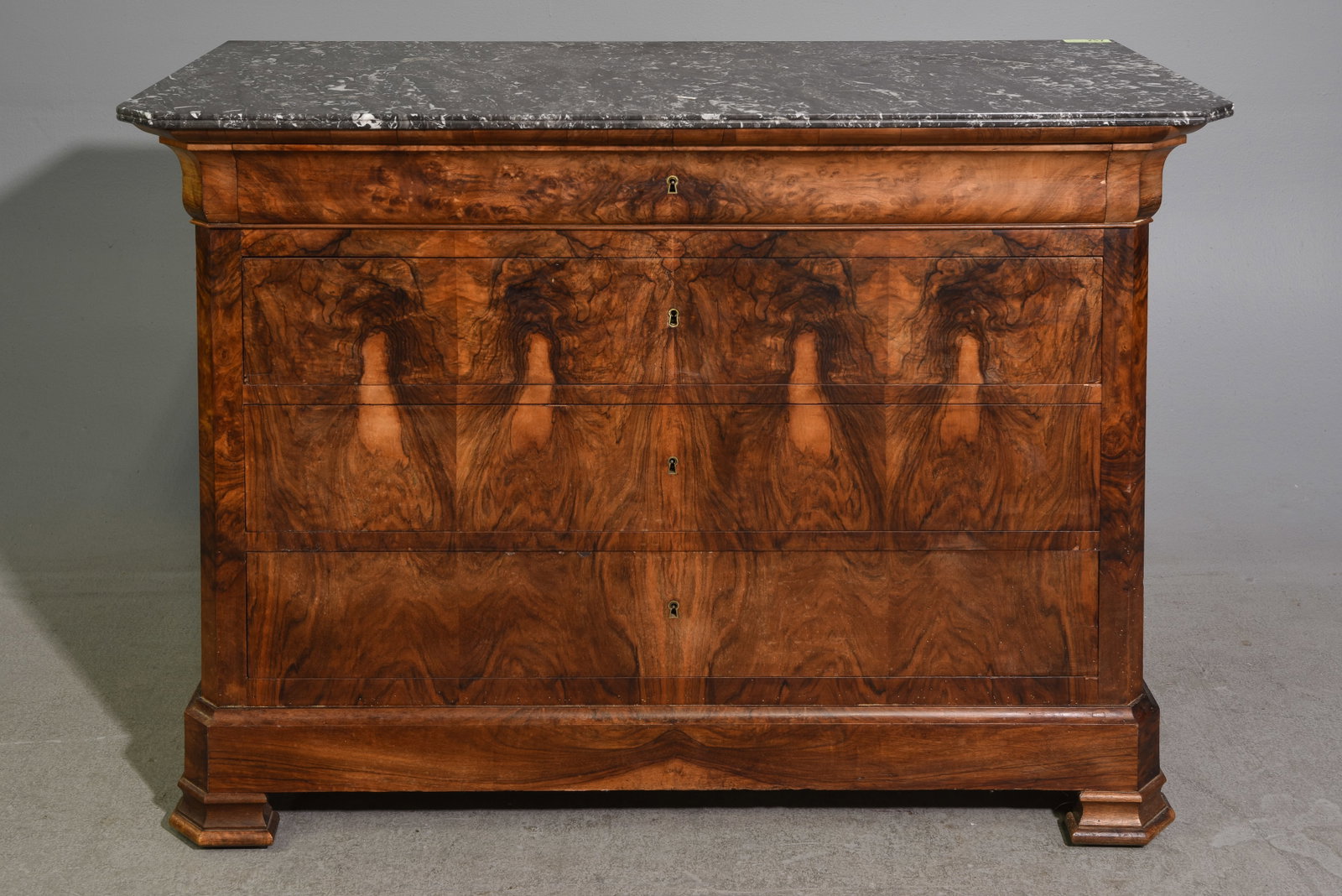 Louis Philippe Style Walnut Marble Top Chest (1 of 5)