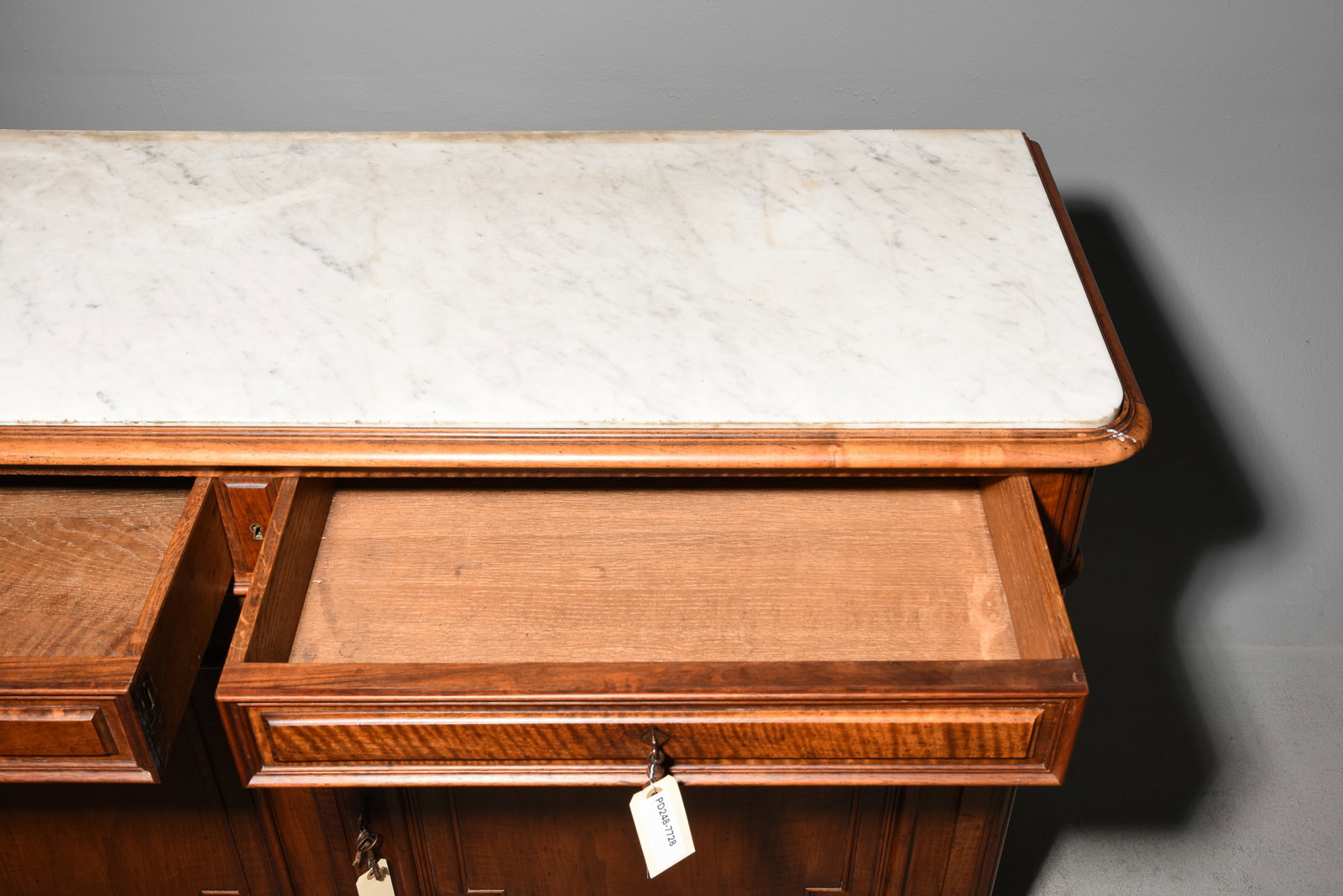 French Walnut Marble Top Sideboard / Buffet - 4