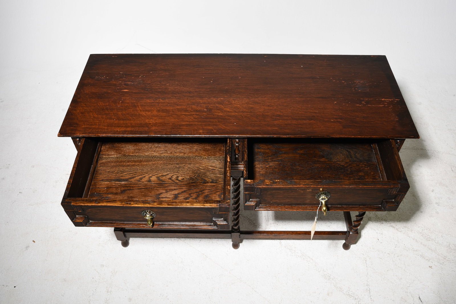 Jacobean Oak Barley Twist Two Drawer Hall Table - 2