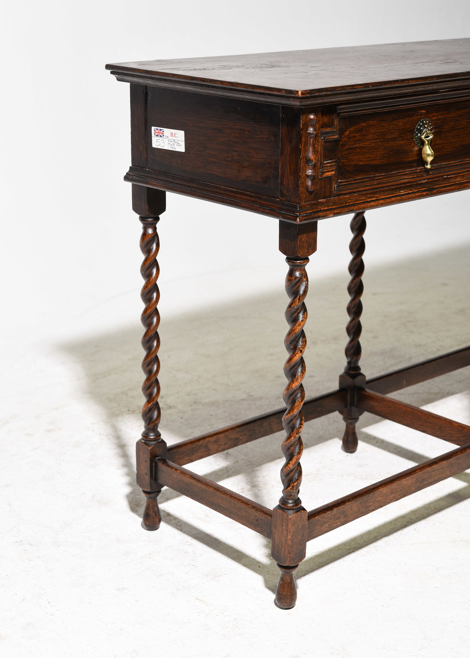 Jacobean Oak Barley Twist Two Drawer Hall Table - 3