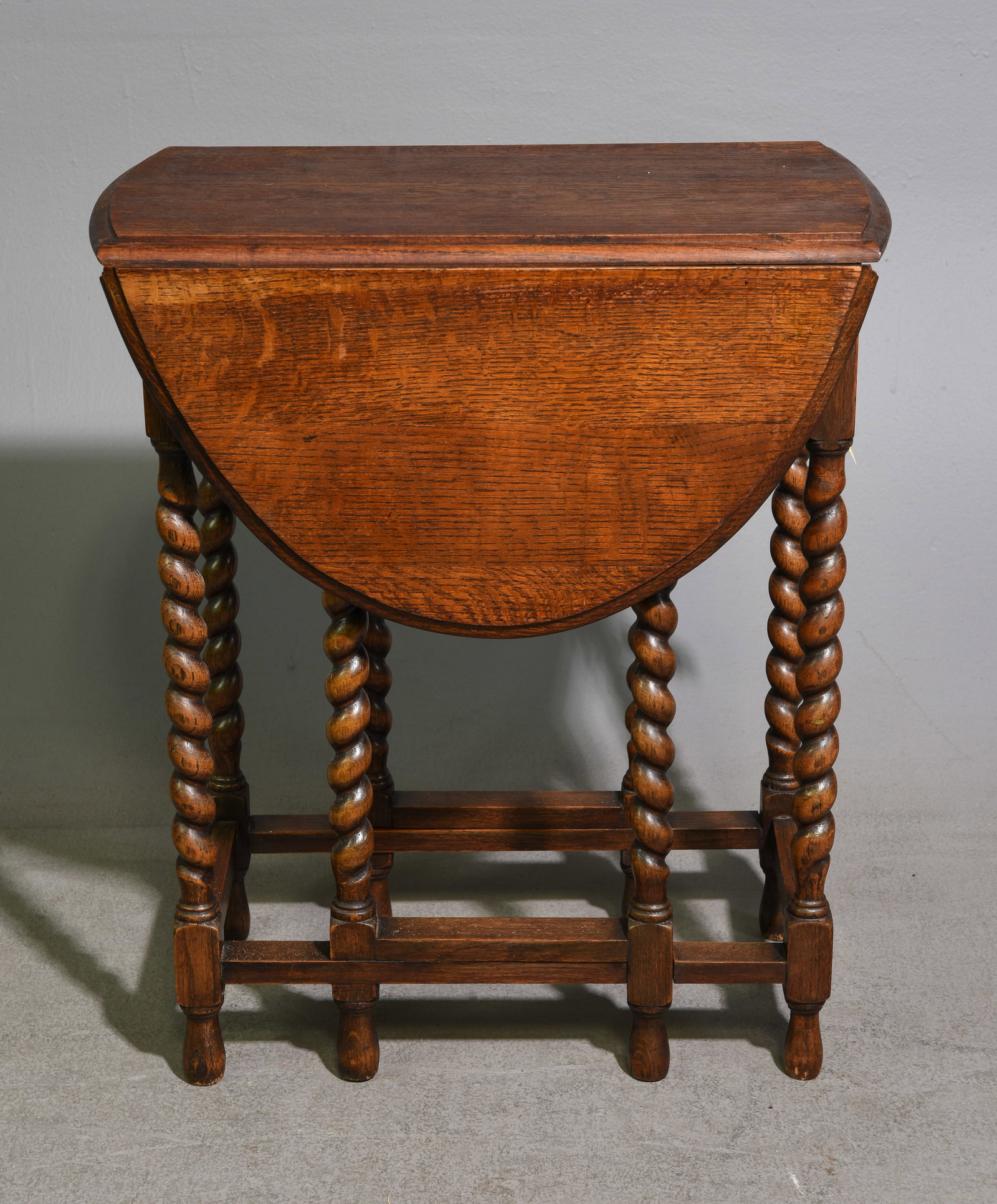 British Oak Barley Twist Drop Leaf Table #1: British Oak Barley Twist Drop Leaf Table - 28.5 in tall x 24.5 x 13.75, Leaves add an additional 11.5 inches each