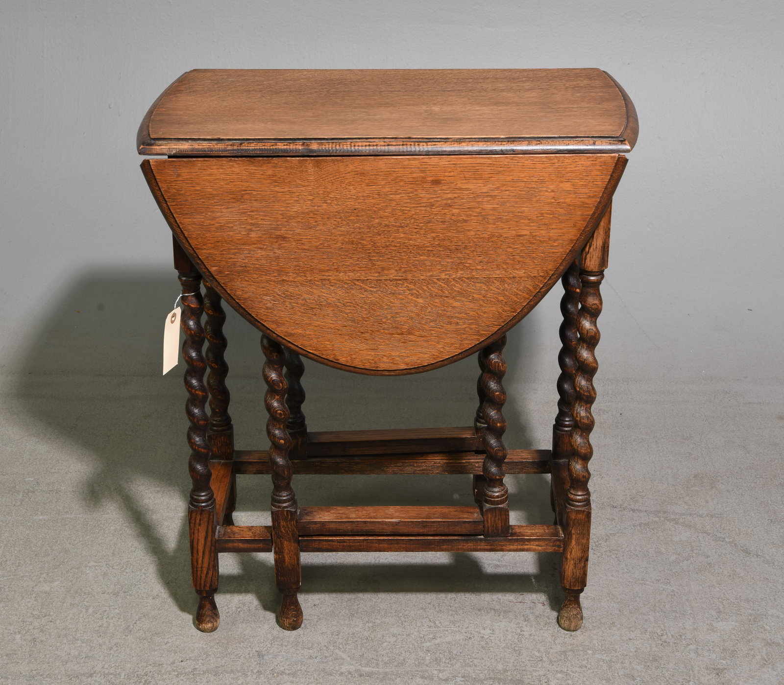 British Oak Barley Twist Drop Leaf Table #3: British Oak Barley Twist Drop Leaf Table - 28 in tall x 24 x 14, Leaves add an additional 12 inches each