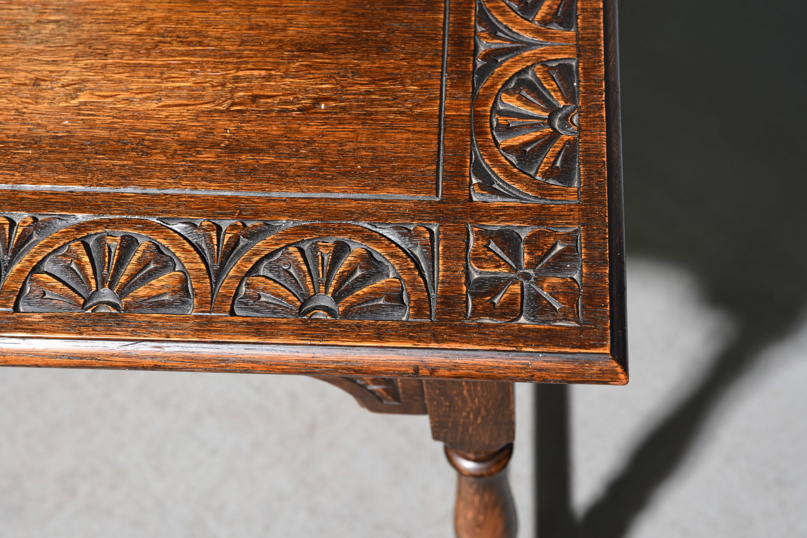 British Carved Oak Rectangular Table - 3