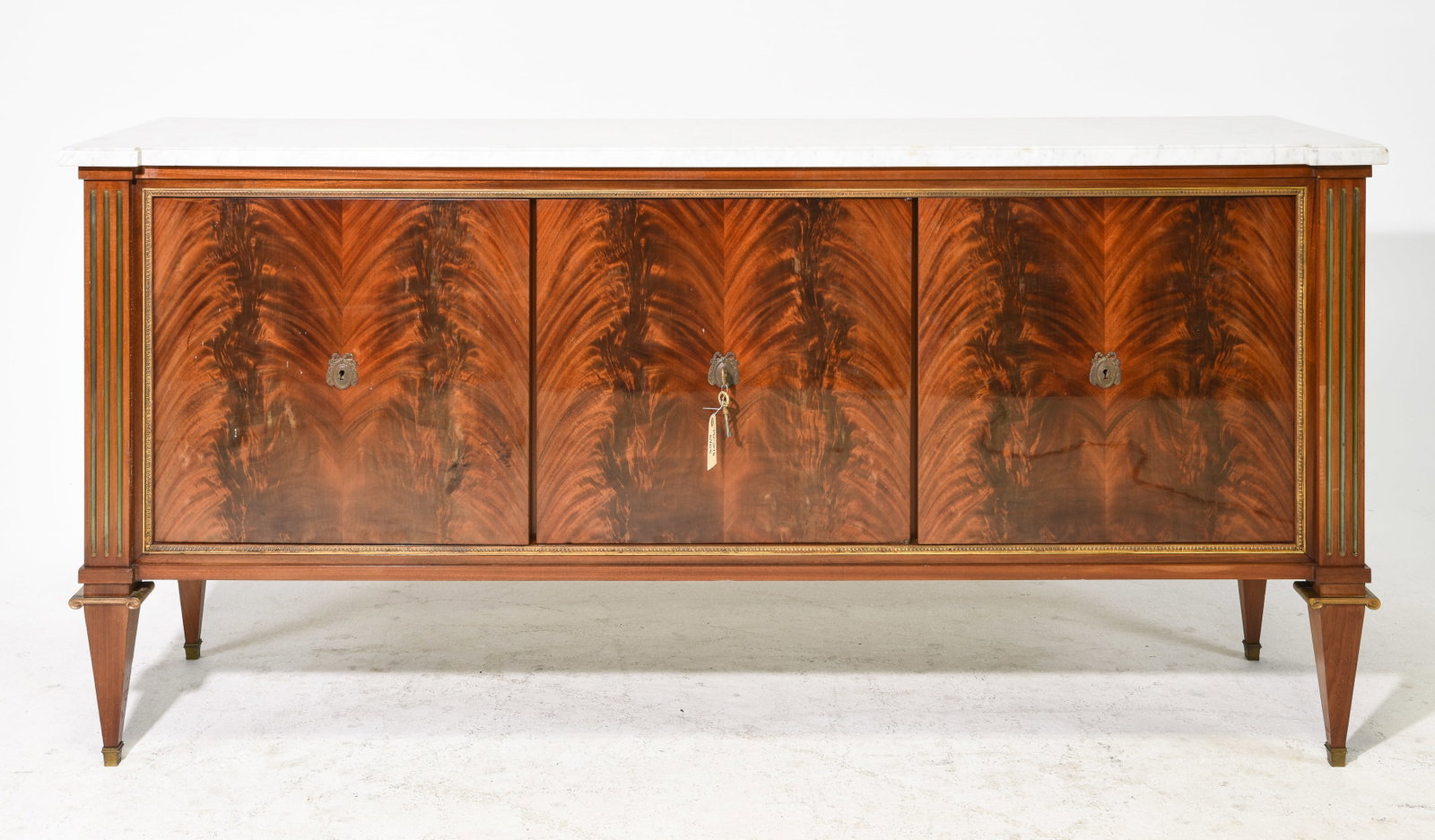 Louis XVI Style Mahogany White Marble Top Sideboard (1 of 9)