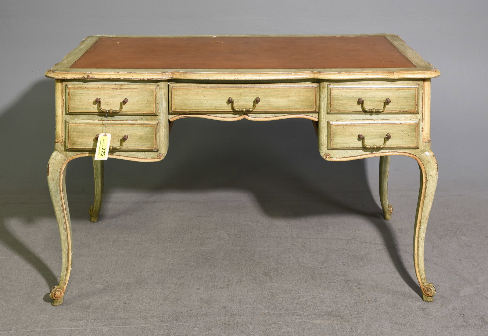 Louis XV Style Leather Top Painted Desk (1 of 6)
