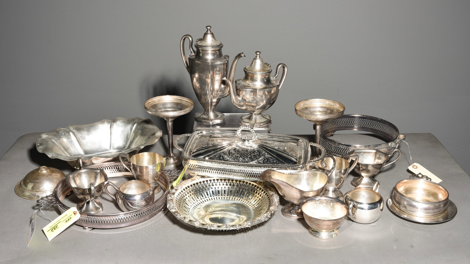 22pcs Silver Plated Tea Pots, Trays, Bowls, ETC. (1 of 9)