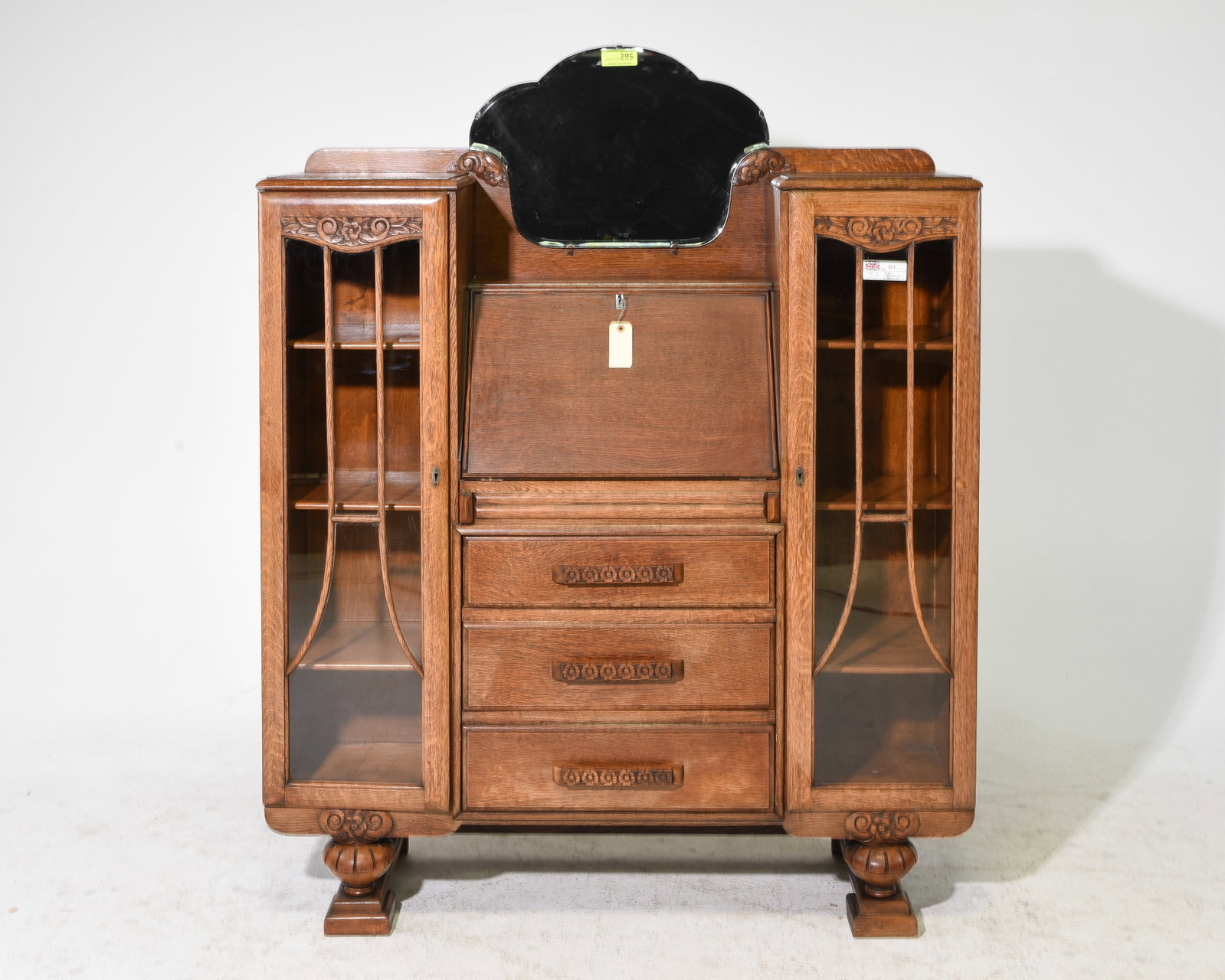 British Oak Secretary Side by Side Bookcase (1 of 5)