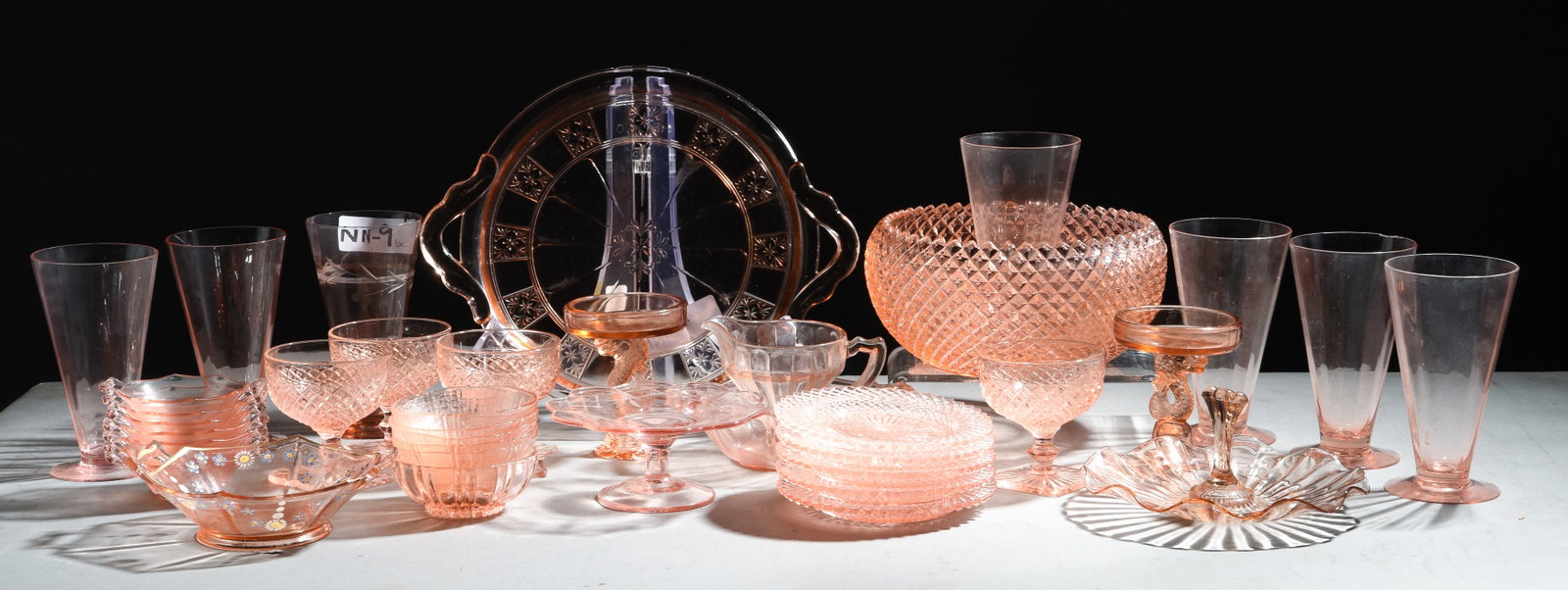37pcs Pink Depression Tea Cups, Plates, Bowl, ETC. (1 of 6)