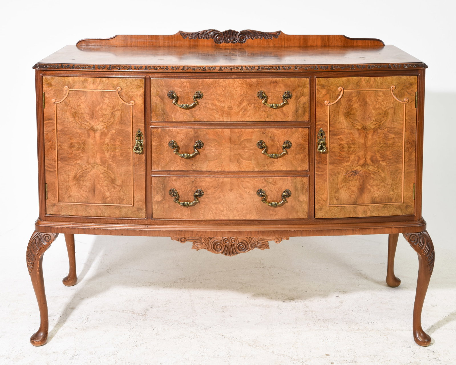 British Walnut Sideboard on Cabriolle Legs (1 of 6)
