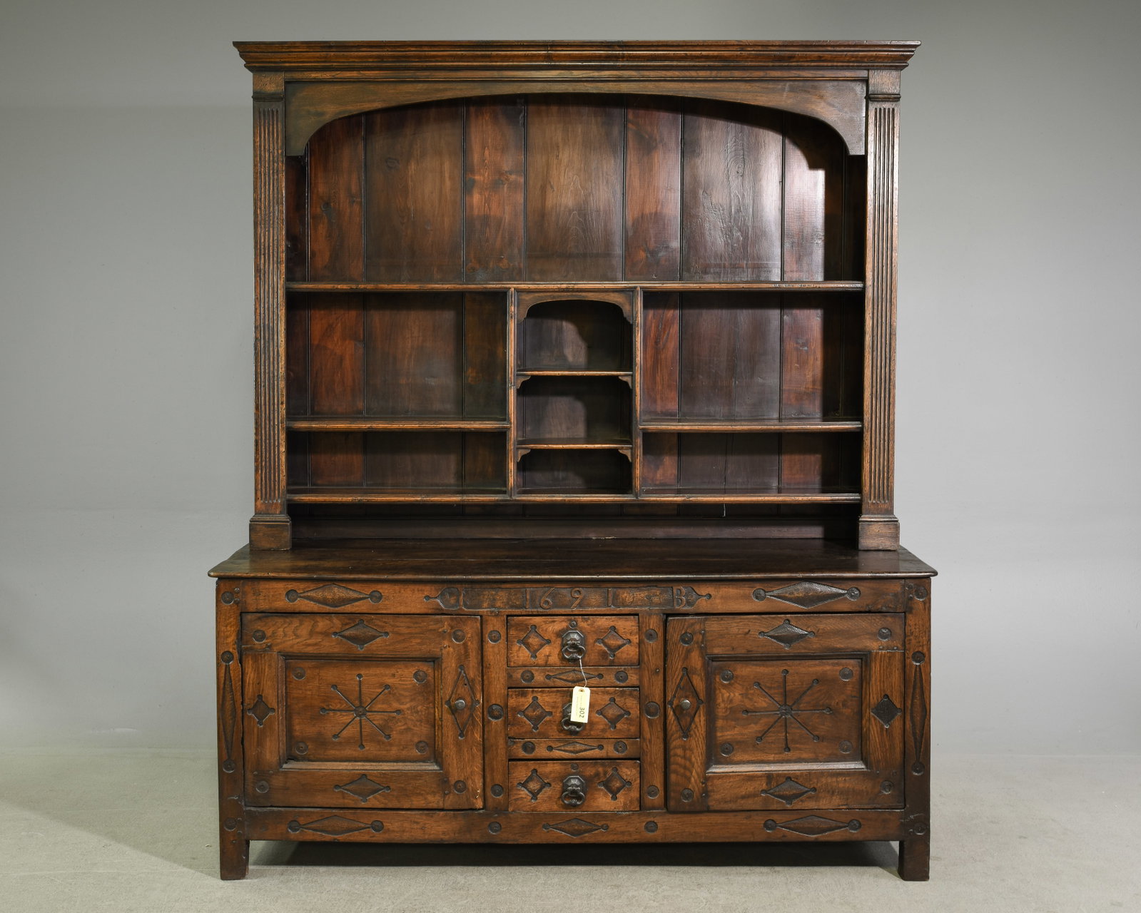 English Carved Oak Welsh Dresser / Cupboard (1 of 7)