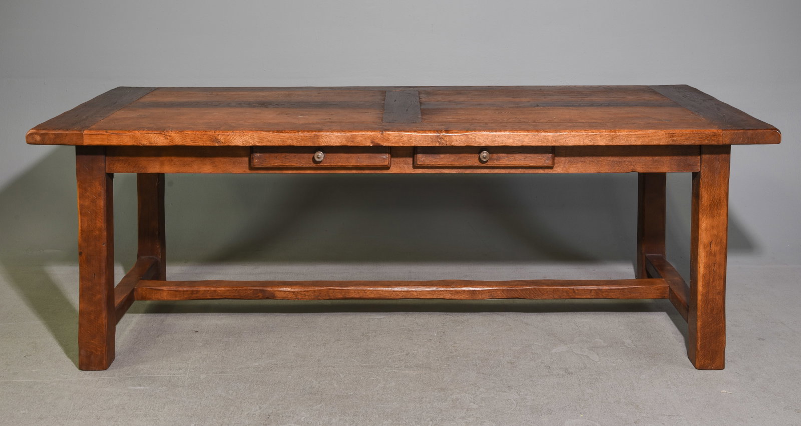 British Oak Farmhouse Style Table With 2 Drawers (1 of 7)