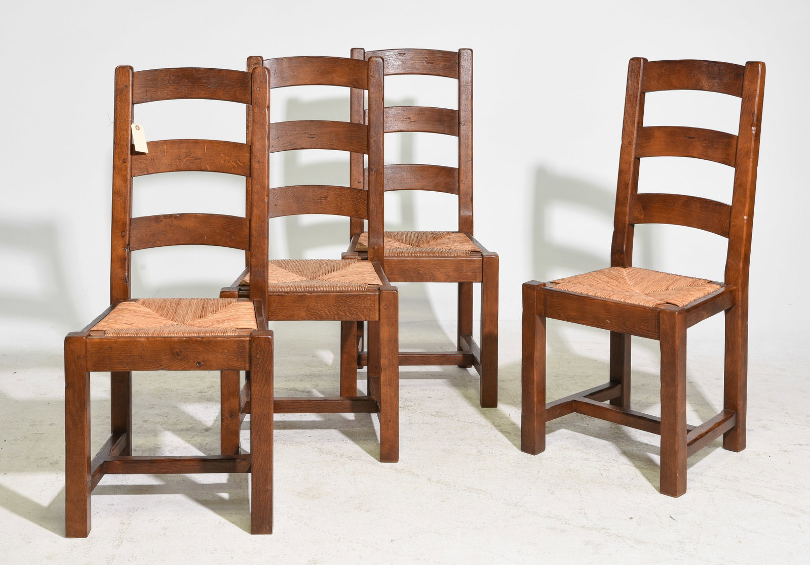 4 British Oak Farmhouse Style Ladder Back Dining Chairs (1 of 4)