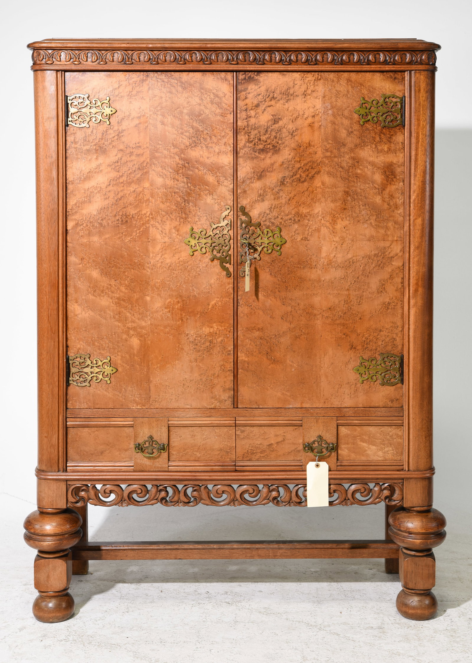 French walnut 2 Door Tudor Style Cabinet (1 of 7)