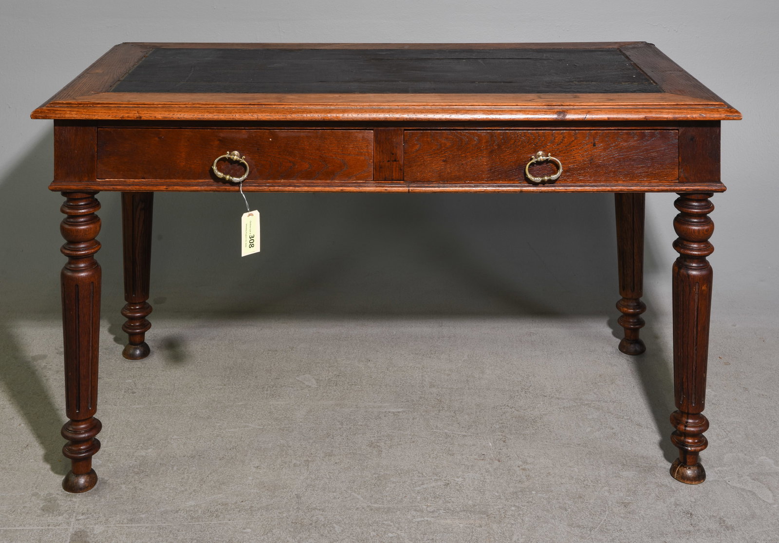 Louis Philippe Style Oak Leather Top Desk (1 of 6)