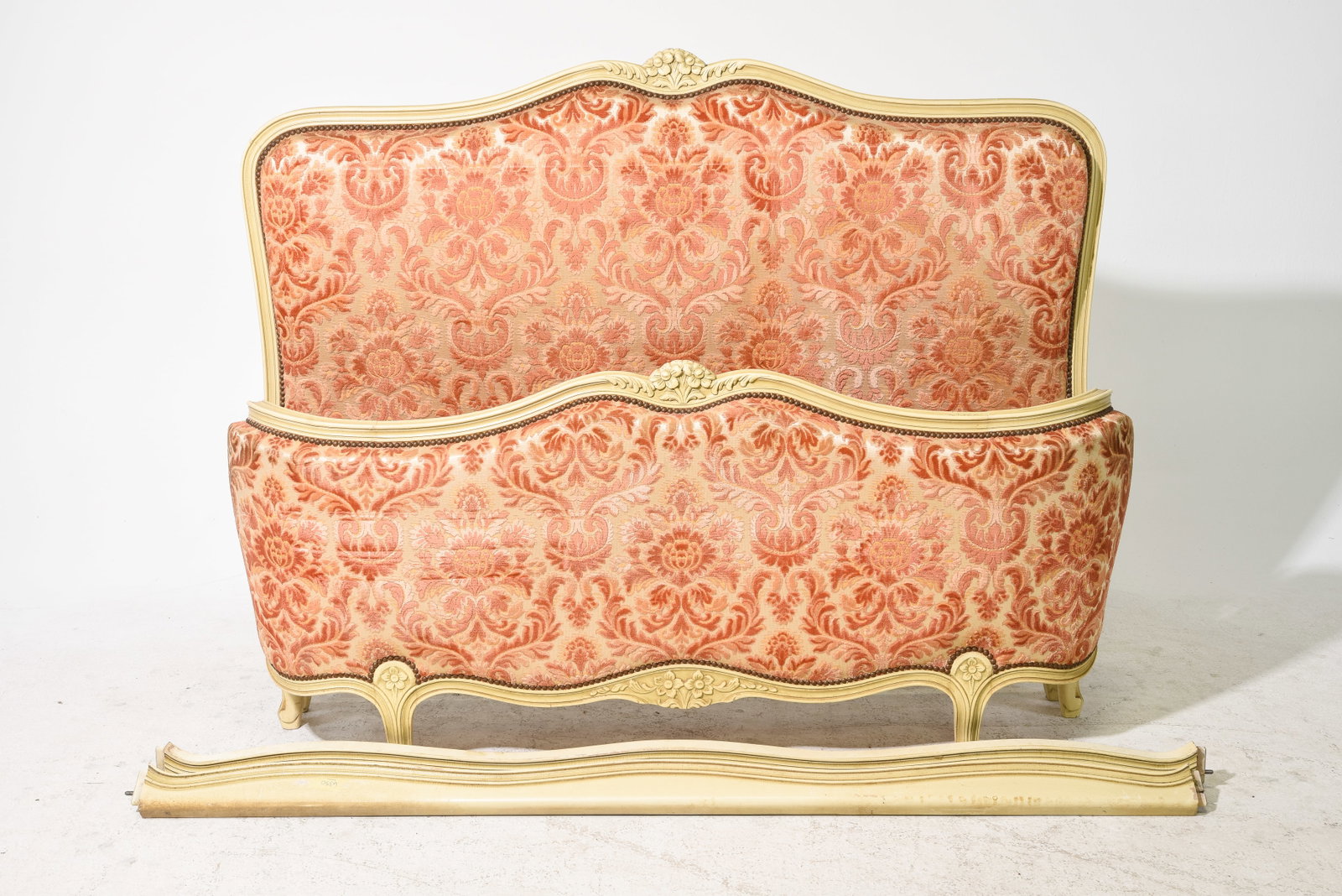 Louis XV Style Painted Upholstered Bed With Rails (1 of 4)