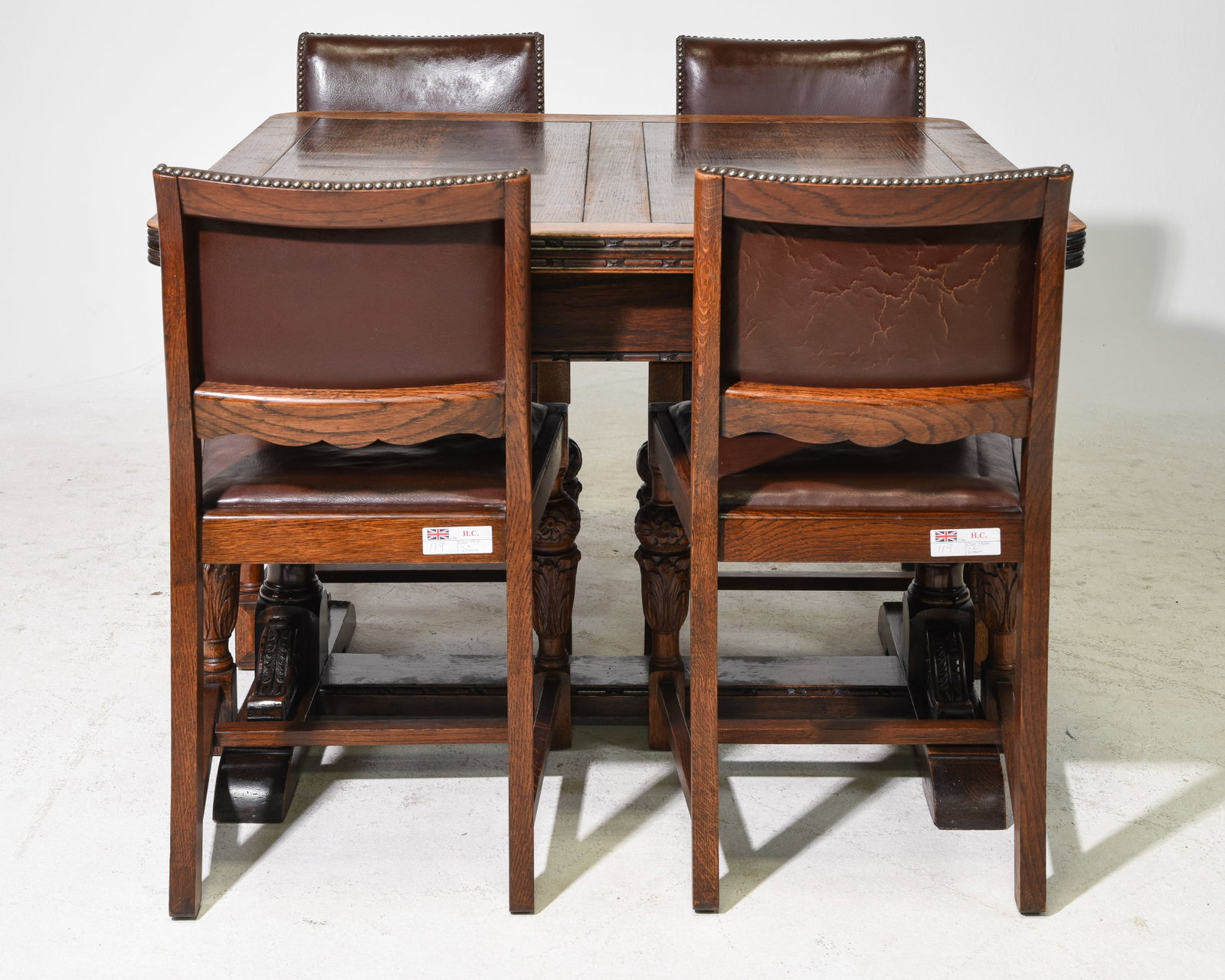2 Louis XVI Style Leather Top Nightstands: 2 French Louis XVI Style Leather Top Nightstands - 27 in tall x 16 x 11