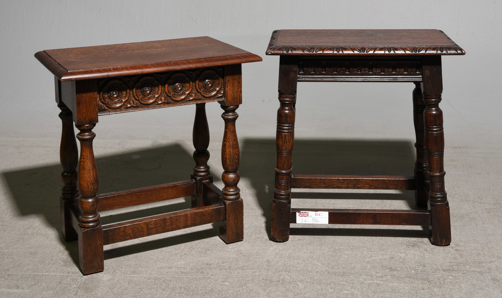 2 British Oak Joint Stools