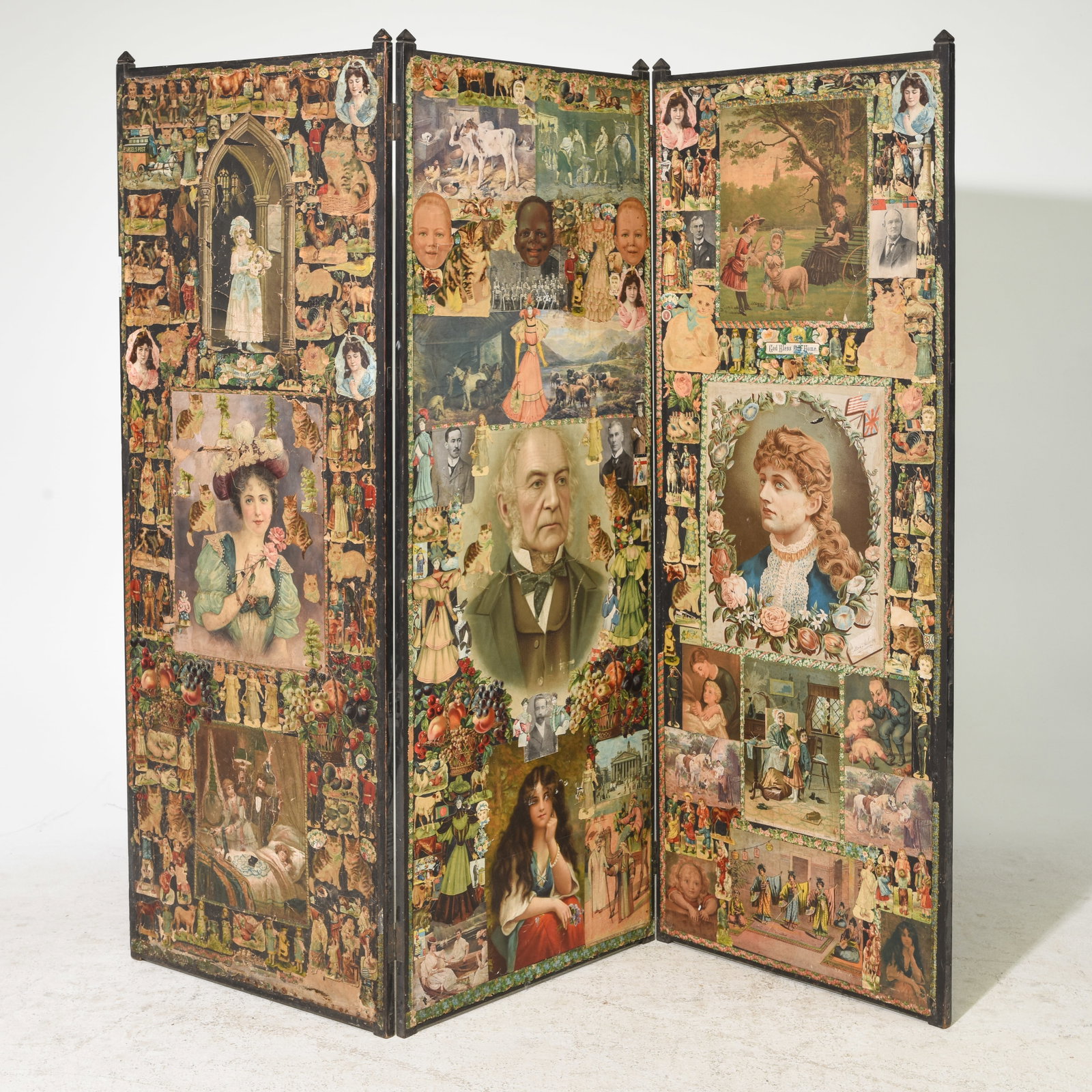 British Victorian Style 3 Panel Screen: British Victorian Style 3 Panel Screen - 67 in tall x 25.5 x 3