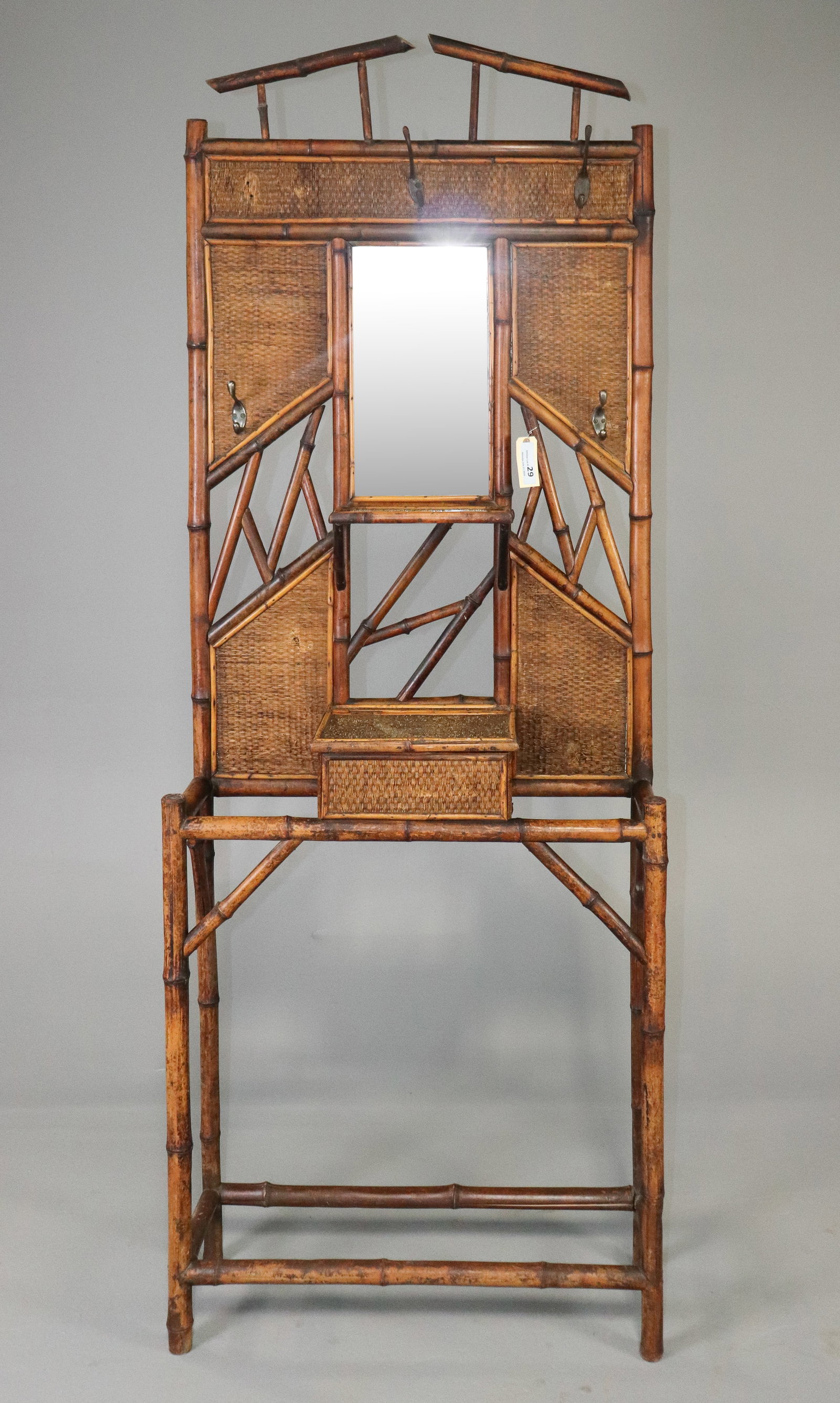 Bamboo & Rattan Mirror Back Hall Stand (1 of 7)